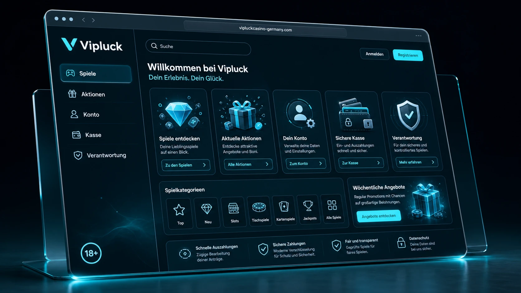 Aufbau des Vipluck Online Casino
